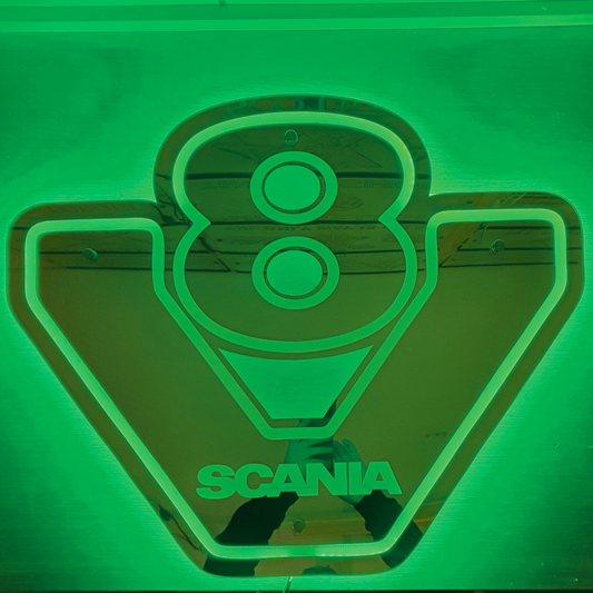 V8 Truck Bulkhead Mirrored LED Light Back Board green