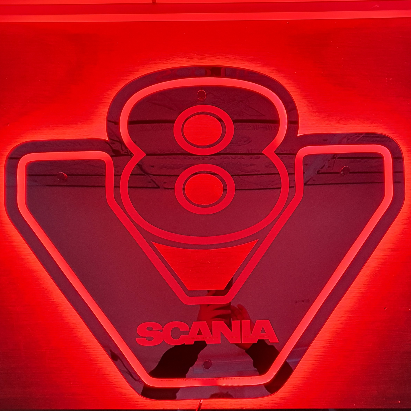 V8 Truck Bulkhead Mirrored LED Light Back Board Red