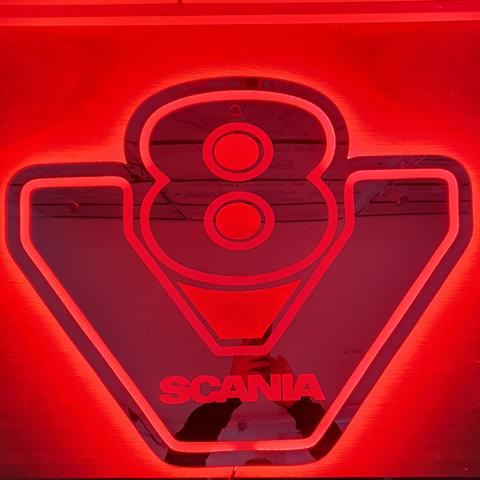 V8 Truck Bulkhead Mirrored LED Light Back Board Red