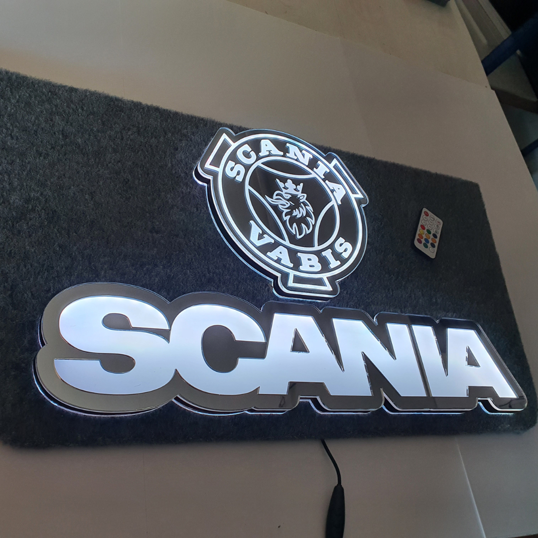 Scania 5v Led Bulkhead Mirrored Sign RGB With Remote