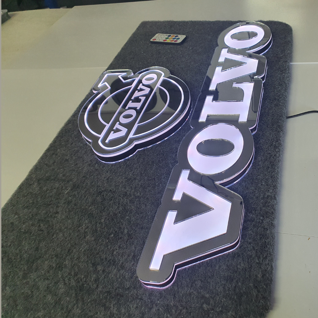 Volvo 5v Led Bulkhead Mirrored Sign RGB With Remote